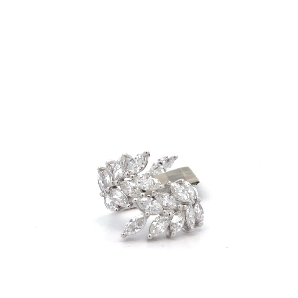 14k White Gold Lab Grown Elegant Silver Leaf Ring
